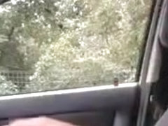 Man sitting in the car flashing his cock to passing by girl