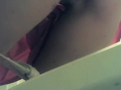 Beautiful toilet spy cam close up of girls nub after pissing