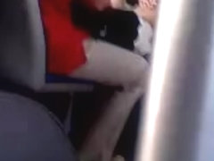 On the bus, white dress and white panties