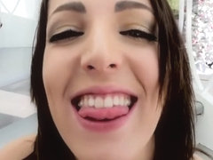 Sexy brunette Liz Rainbow POV deepthroat blowjob