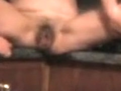 Finger fucking my wife's hairy pussy in the kitchen