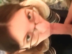 Nerdy russian student in glasses mouthfuck