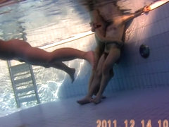 Swimming in sauna pool girls show nude bodies on spy cam