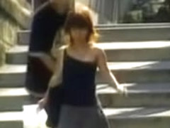 Stairs sharking affair with skinny beautiful hottie and naughty fellow