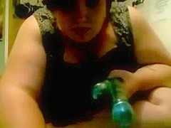 Overweight UK  immature cutie uses sex-toy and fingers on her moist love tunnel