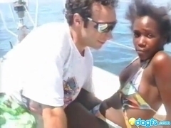 After a ride of boat he wants to fuck his friend's black ass on a desert beach