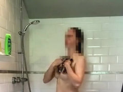 Brunette Caught in Shower and on Toilet Changng Real Hidden Spy Camera RB