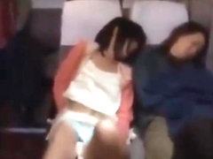 Girl gets hardcore creampie on the train while her mom sleeps besides