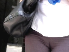 Hidden cam filming a M.I.L.F with cameltoe