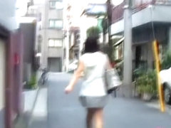 Adoring vivacious chick walking in the street while meeting some sharking guy