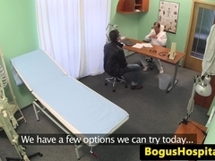 Gorgeous euro nurse collects patients cum