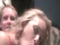 Sexy orgy blonde blowing a loaded big shaft at orgy