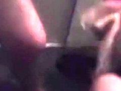 Russian brunette girl blows her bf's cock in the bathroom