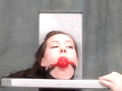 Attractive lady performing in BDSM action