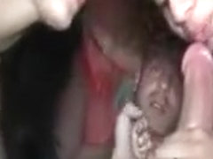 Brunette hotties sharing huge boner at VIP hardcore orgy