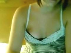 Hot stickam girl 'jazzmiine' plays with her tits and pussy on her bed