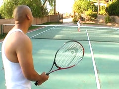 Petite tight ass Sadie West gives at tennis court