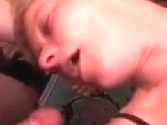 Blonde Slut In Fishnet Lingerie Gang Bang