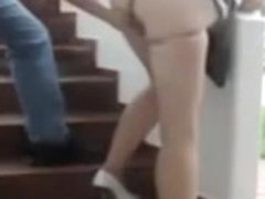 Classy lady gets groped and nailed on some steps