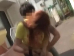 Asian babe gets a Brazilian during a street sharking.