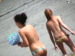 Nude beach voyeur video of hot playful girls in water