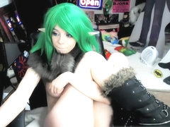 Alternative girl in green hair and elf ears