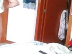 Hidden bedroom cam catchs wife dressing