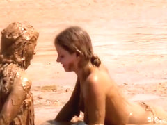 Sexy lesbians in muddy bondage