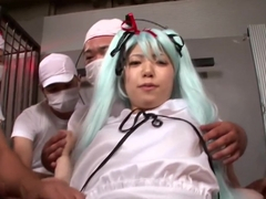 Hatsune cosplay drenched in cum