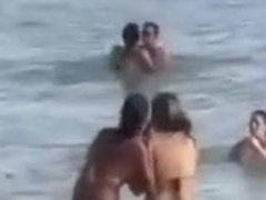 Horny French couple has sex in the water