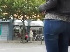 Nice ass girl in tight jeans pants