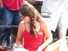 Hypnotic brunette reads the book in sunlight