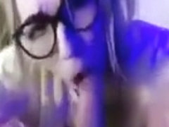Teen With Pigtails and Glasses Eats Spunk
