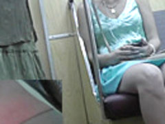 Pretty bright-haired gal participates in upskirt video