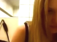 Blondie have some fun in fast food restroom!