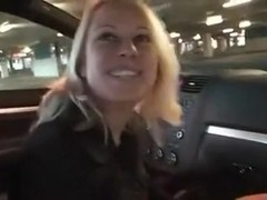 Blonde slut toys her ass in a car and lets me drill her twat
