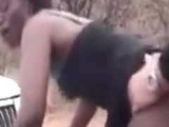 Afro babe hard fucked in safari by white male in heats