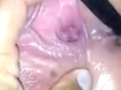 Four fingers inside her horny wet vagina