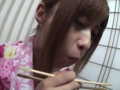 Kokomi Naruse nice Asian teen in kimono gives amazing blowjob