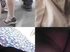 Upskirt vid made in public shows redhead in g-string