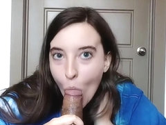 Reini gives her boyfriend a slobbery blowjob