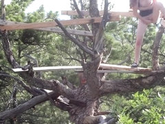 Redhead Squirts In A Public Tree House | freckledRED