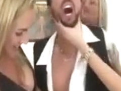 Three Big Titted Blonde Matures Drool On Waiters Cock
