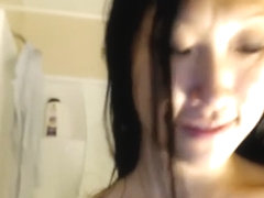 SEXY LONG HAIR ASAIN PLAYS IN THE SHOWER