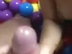 college coed gives Blowjob in playpen of balls