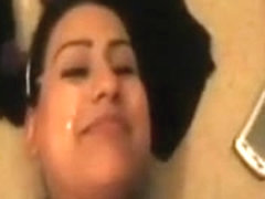 Large milk sacks and cute indian gal receives facial