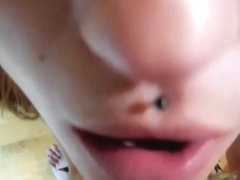 Pervy pixie facefucked and drinking piss and cum