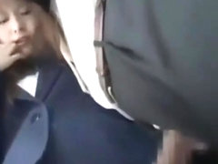 public handjob in bus and he cums on passenger!
