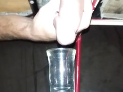 Milking A Weeks Worth Of Cum Into A Shotglass, Huge Load!