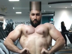 Straight Afghan muscle guy flexing his pecs - Muscle worship